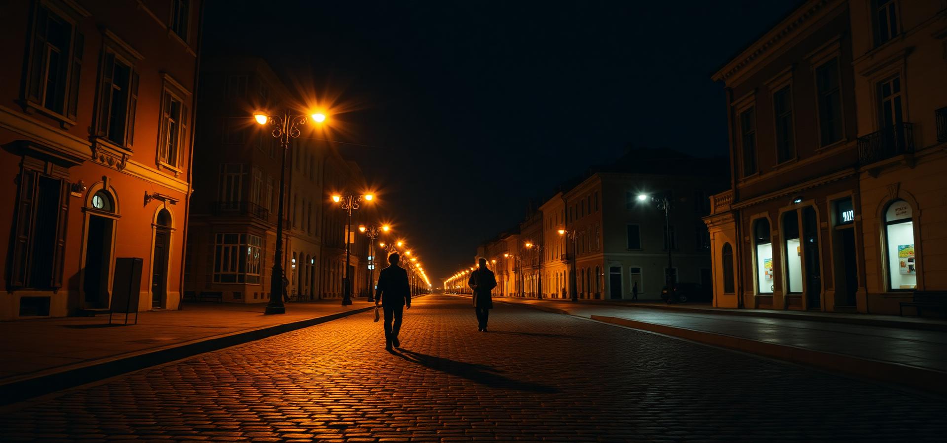 Cinematic European night walk